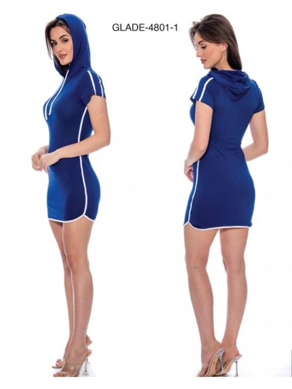 True Rock Hooded Mini Dress - Blue  - Large